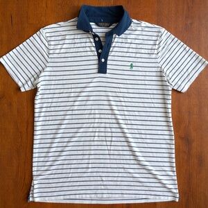 Polo Golf Ralph Lauren Blue White Striped Polo Shirt Mens XL